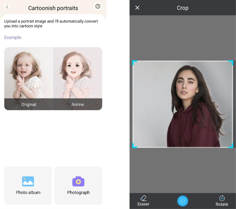Upload a portrait and crop it