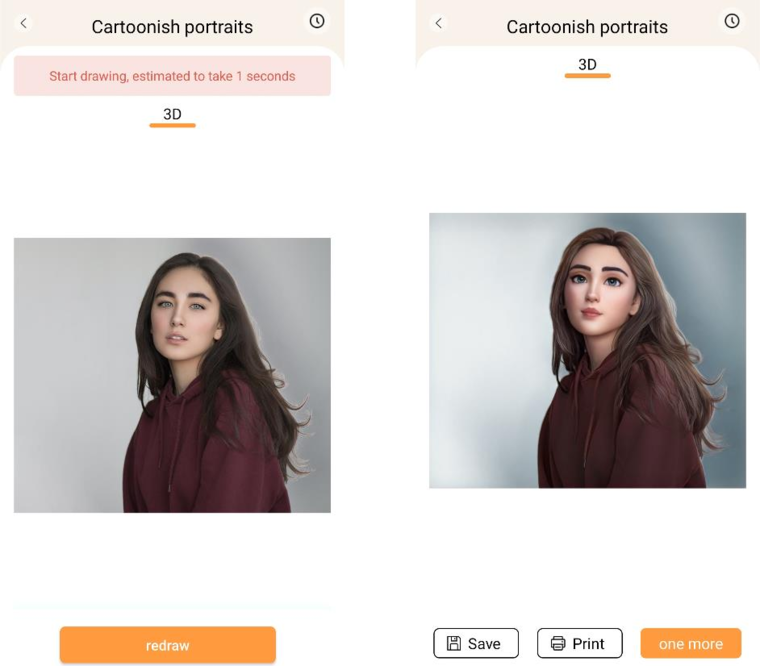 Wait for the AI to render, then save or print the result